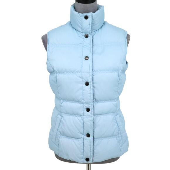 Lands End Puffer Vest Womens XS Light Blue Down Insulated Snap Front Pockets - Picture 3 of 16
